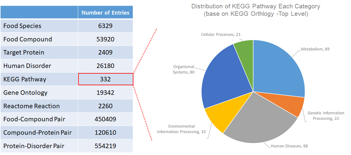 Statistics of FooDisNET